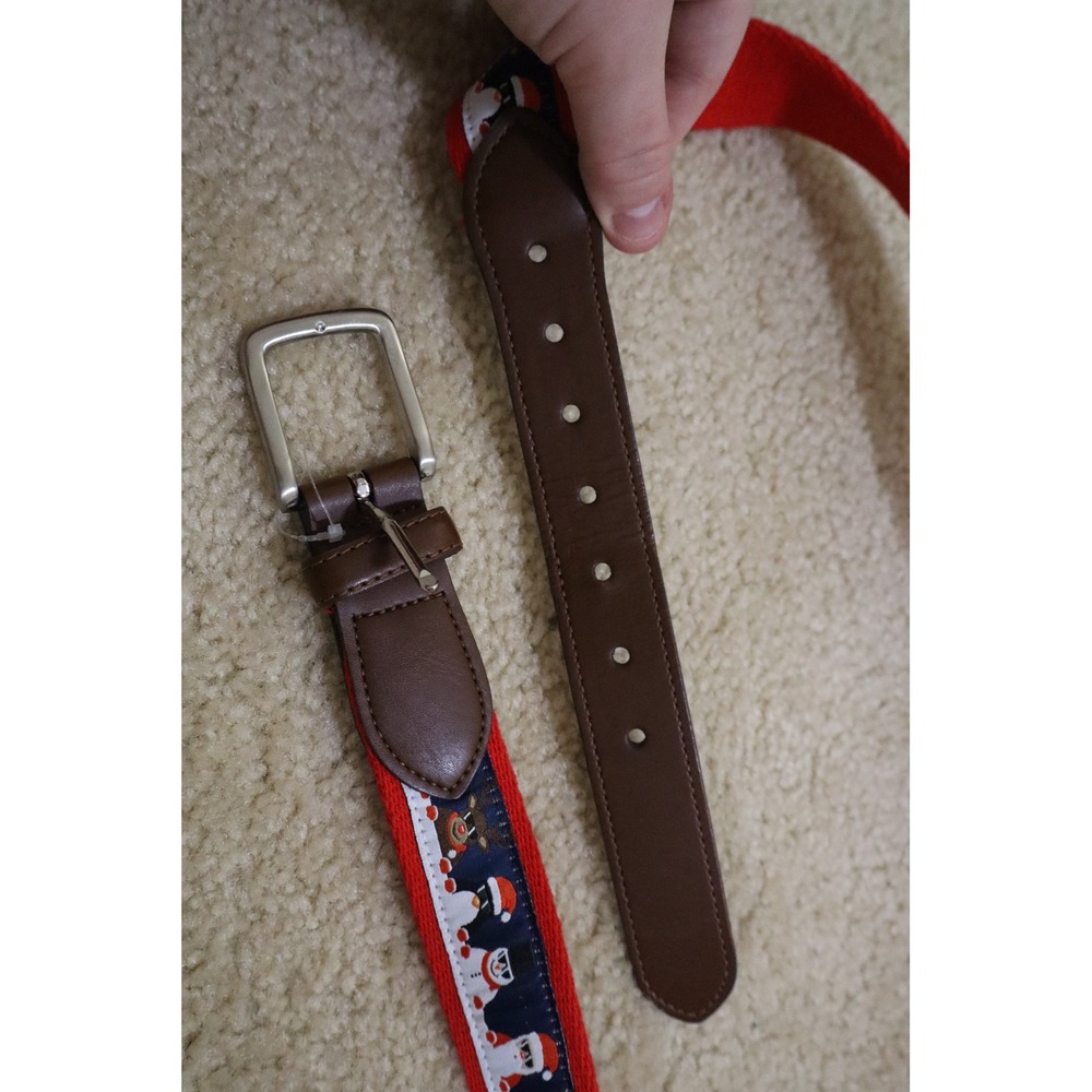 Christmas Holiday Novelty JAIJ Belt 38-40 Red Brown Santa Reindeer Penguin